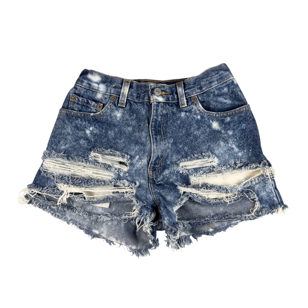 Vtg Levis 550 Acid Wash Distressed Denim Shorts Women's 6 Thrashed Y2K Cut Offs